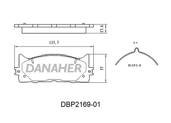 DBP2169-01 DANAHER Комплект тормозных колодок, дисковый тормоз (фото 2)