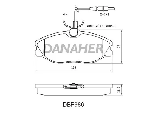DBP986 DANAHER Комплект тормозных колодок, дисковый тормоз (фото 2)