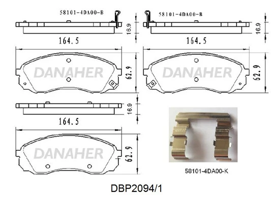 DBP2094/1 DANAHER Комплект тормозных колодок, дисковый тормоз (фото 2)