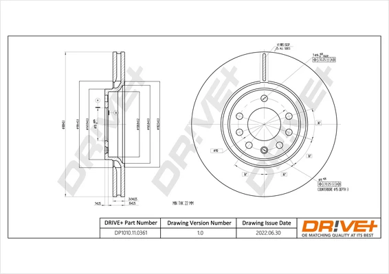 DP1010.11.0361 Dr!ve+ Тормозной диск (фото 2)