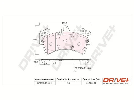DP1010.10.0911 Dr!ve+ Комплект тормозных колодок, дисковый тормоз (фото 2)
