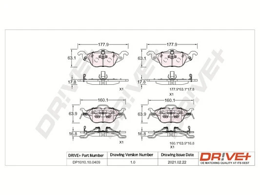 DP1010.10.0409 Dr!ve+ Комплект тормозных колодок, дисковый тормоз (фото 2)