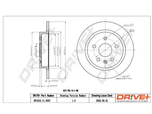 DP1010.11.0307 Dr!ve+ Тормозной диск (фото 2)