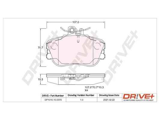 DP1010.10.0978 Dr!ve+ Комплект тормозных колодок, дисковый тормоз (фото 2)