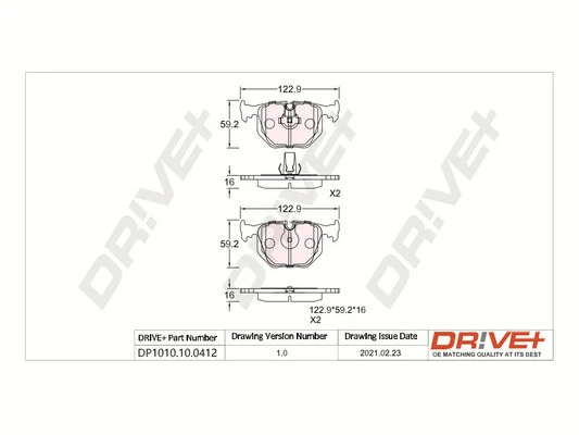 DP1010.10.0412 Dr!ve+ Комплект тормозных колодок, дисковый тормоз (фото 2)