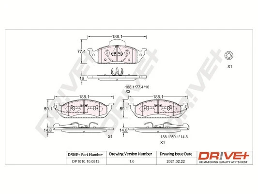 DP1010.10.0813 Dr!ve+ Комплект тормозных колодок, дисковый тормоз (фото 2)