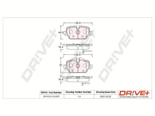 DP1010.10.0377 Dr!ve+ Комплект тормозных колодок, дисковый тормоз (фото 2)