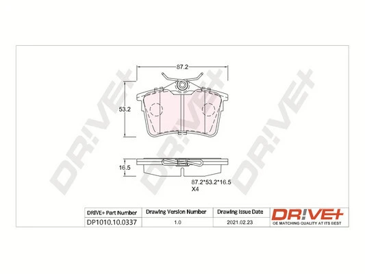 DP1010.10.0337 Dr!ve+ Комплект тормозных колодок, дисковый тормоз (фото 2)