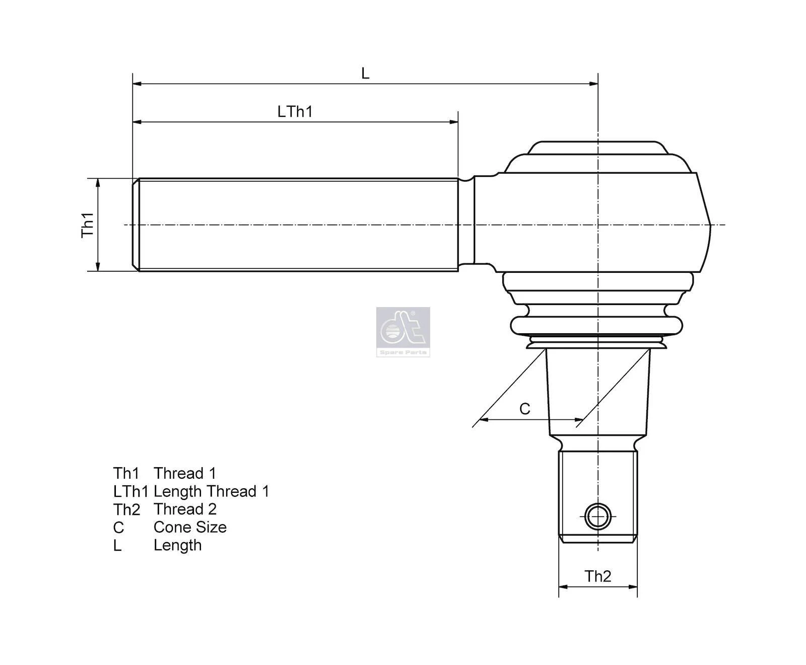 1.19011 DT Spare Parts Наконечник поперечной рулевой тяги (фото 5)