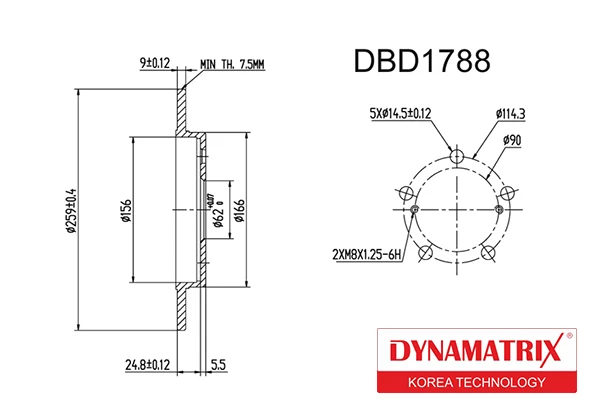 DBD1788 DYNAMAX Тормозной диск (фото 2)