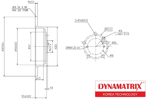 DBD1486 DYNAMAX Диск тормозной (фото 1)