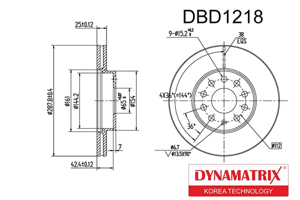 DBD1218 DYNAMAX Диск тормозной (фото 1)