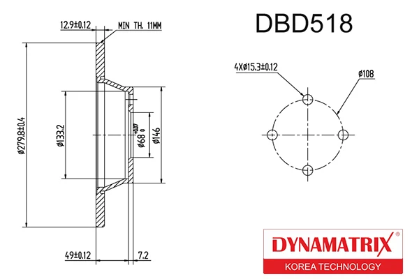 DBD518 DYNAMAX Тормозной диск (фото 2)