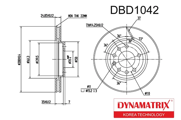 DBD1042 DYNAMAX Тормозной диск (фото 2)