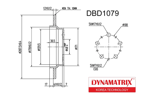 DBD1079 DYNAMAX Диск тормозной (фото 2)