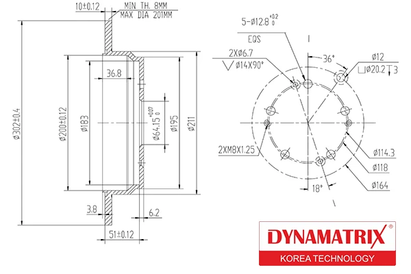 DBD1608 DYNAMAX Тормозной диск (фото 2)