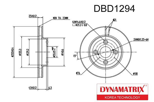 DBD1294 DYNAMAX Тормозной диск (фото 1)