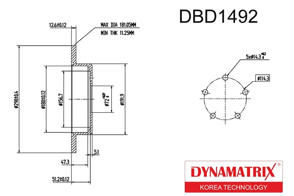 DBD1492 DYNAMAX Диск тормозной (фото 2)
