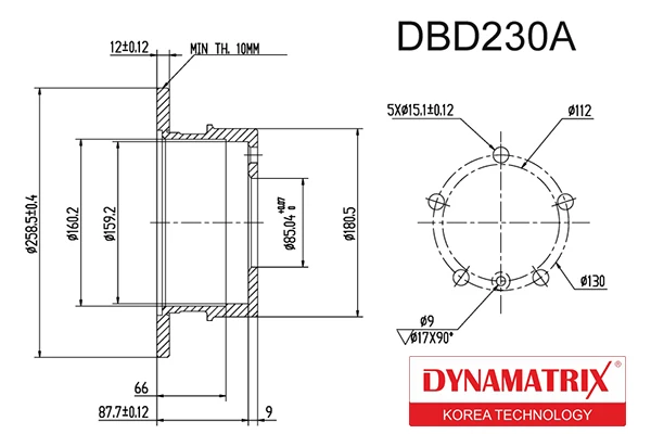 DBD230A DYNAMAX Диск тормозной (фото 2)