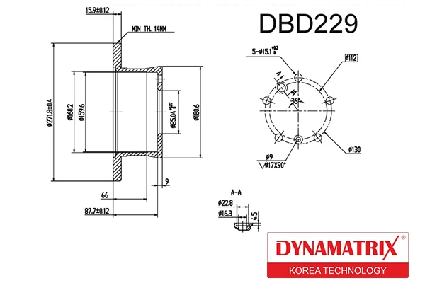 DBD229 DYNAMAX Диск тормозной (фото 2)