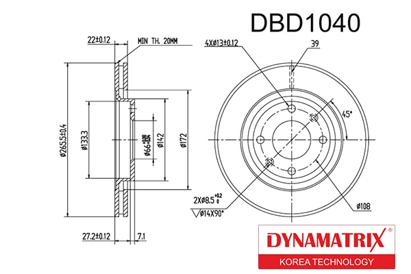 DBD1040 DYNAMAX Тормозной диск (фото 2)