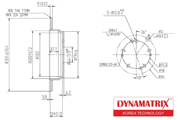 DBD1860 DYNAMAX Тормозной диск (фото 2)