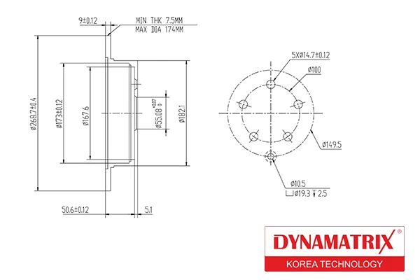DBD1485 DYNAMAX Диск тормозной (фото 2)