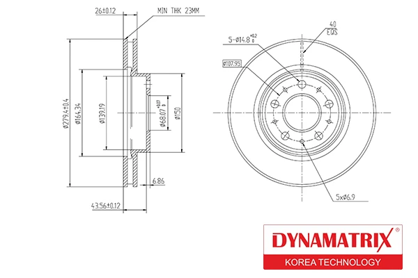 DBD605 DYNAMAX Диск тормозной (фото 1)