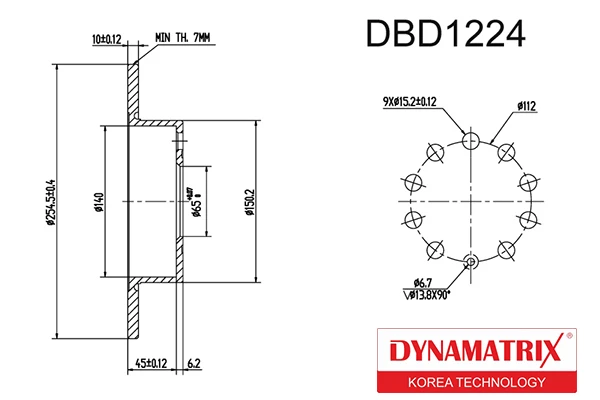 DBD1224 DYNAMAX Диск тормозной (фото 1)