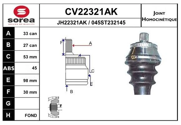 CV22321AK EAI Шарнирный комплект, приводной вал (фото 3)
