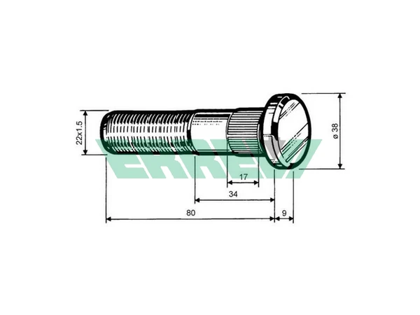 729350 ERREVI Болт колесный m22x1.5x90/79/42 ror (фото 1)