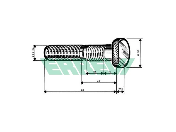 729355 ERREVI Болт колесный m22x1.5x99/89/45 bpw (фото 1)