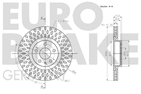 5815202367 EUROBRAKE Тормозной диск (фото 3)