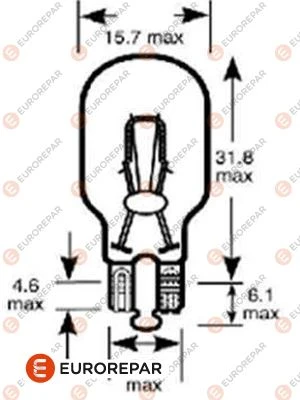 1616431780 EUROREPAR Лампа накаливания, фонарь указателя поворота (фото 3)
