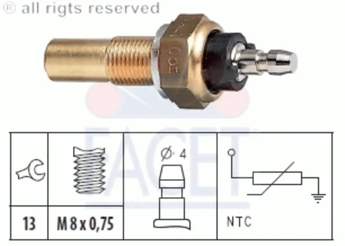 7.3068 FACET Датчик, температура охлаждающей жидкости (фото 2)