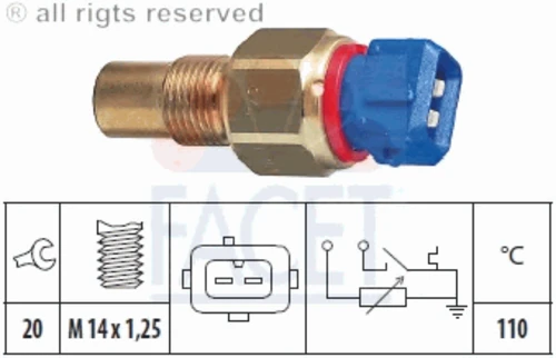 7.3521 FACET Датчик, температура охлаждающей жидкости (фото 2)