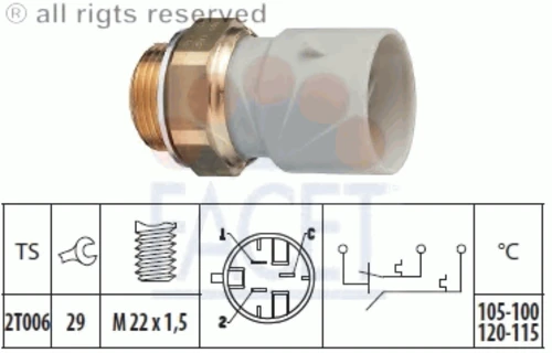 7.5649 FACET Термовыключатель, вентилятор радиатора (фото 2)