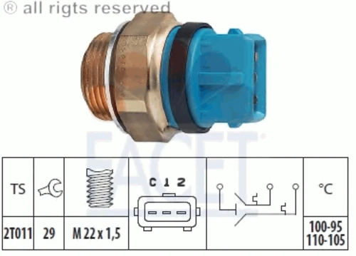 7.5672 FACET Термовыключатель, вентилятор радиатора (фото 2)
