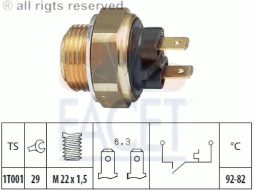 7.5016 FACET Термовыключатель, вентилятор радиатора (фото 2)