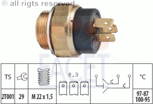 7.5613 FACET Датчик включения вентилятора радиатора (фото 2)