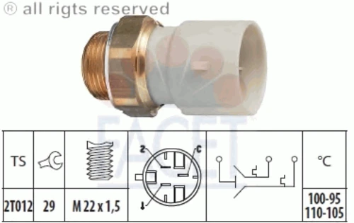 7.5632 FACET Термовыключатель, вентилятор радиатора (фото 2)