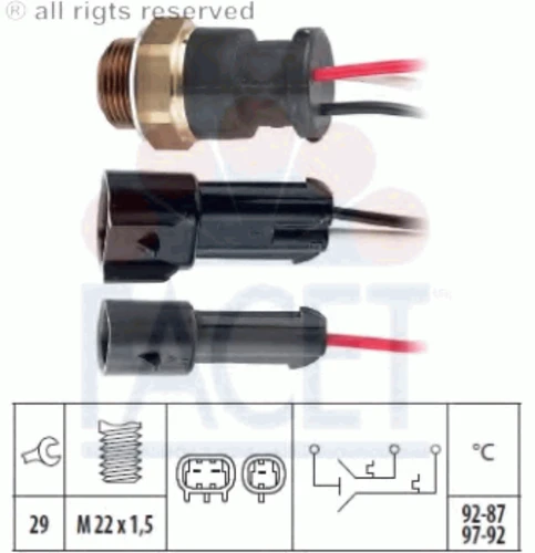 7.5610 FACET Термовыключатель, вентилятор радиатора (фото 2)