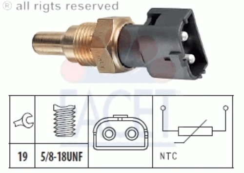 7.3091 FACET Датчик, температура охлаждающей жидкости (фото 2)