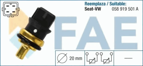 33785 FAE Датчик, температура охлаждающей жидкости (фото 2)