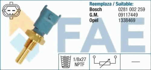 33690 FAE Датчик, температура охлаждающей жидкости (фото 2)