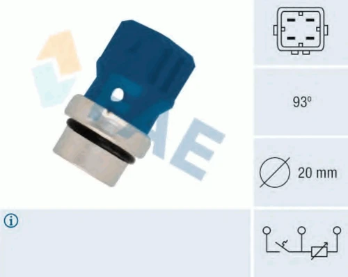 34330 FAE Датчик, температура охлаждающей жидкости (фото 2)