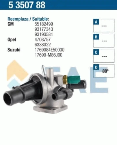 5350788 FAE Термостат fiat (фото 1)