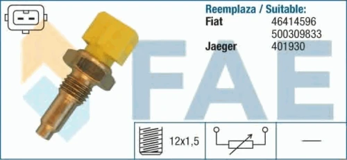 33760 FAE Датчик, температура охлаждающей жидкости (фото 2)