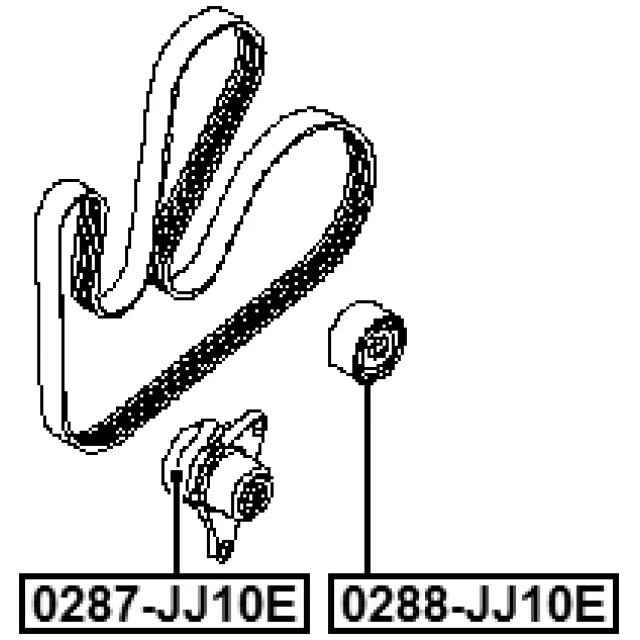 0287-JJ10E FEBEST Натяжной ролик, поликлиновой ремень (фото 4)