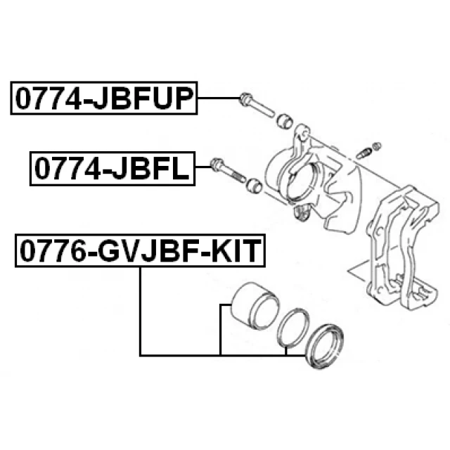 0774-JBFUP FEBEST Направляющий болт, корпус скобы тормоза (фото 4)